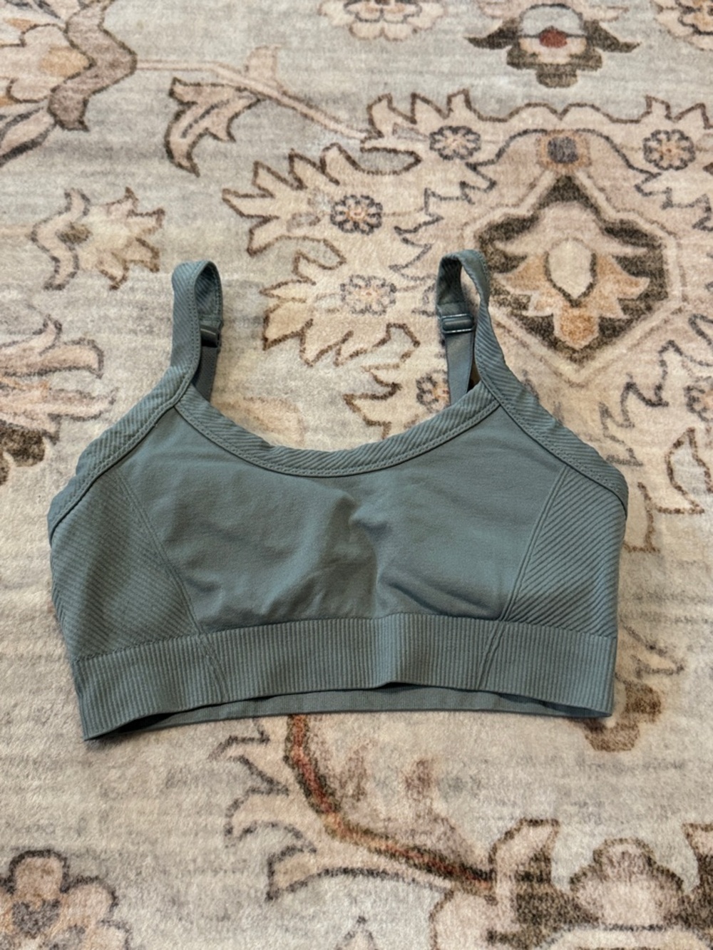 Women’s Seamless Adjustable-Strap Bralette in Sage Green. Size small